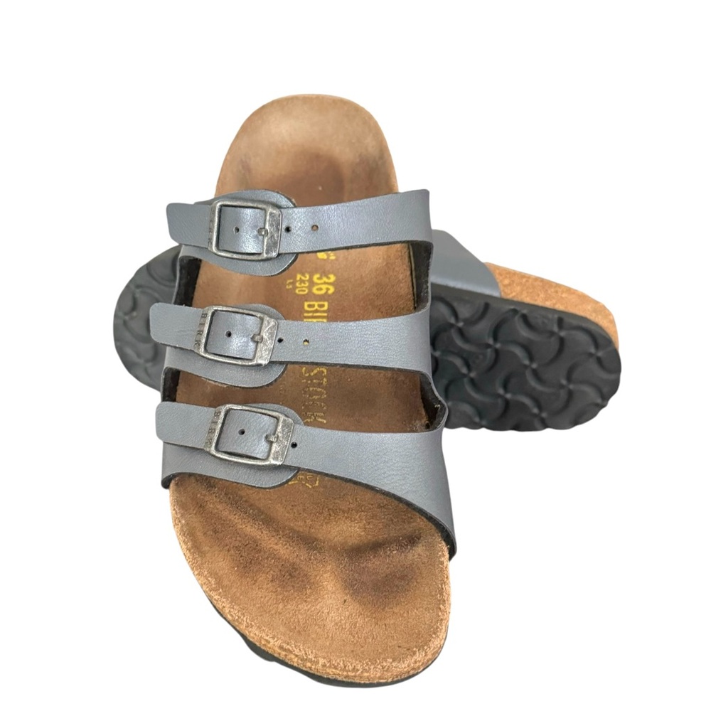 Birkenstock Florida Metallic Grey Birko Flor Sandals Slides